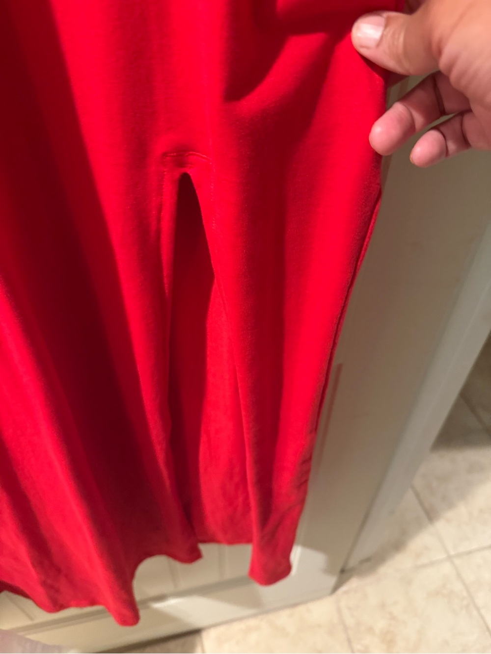 adidas Red V-Neck Three-Stripe Maxi dress. - Picture 4 of 5